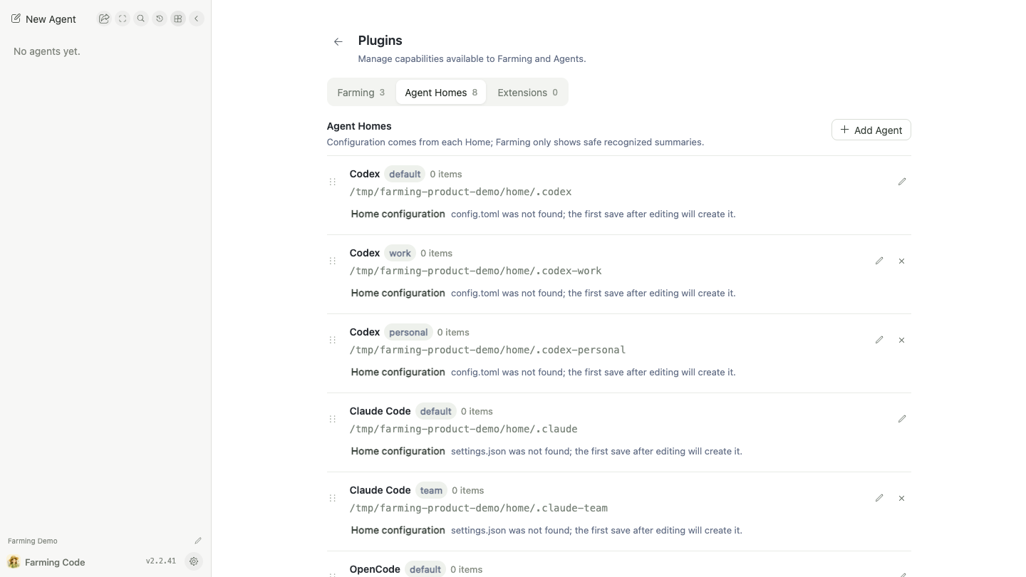 Multiple Agent Homes in Plugins