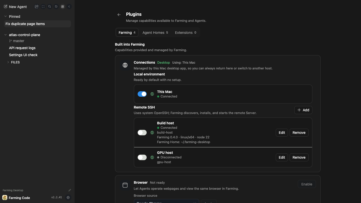 Multiple backend connections in Farming Desktop