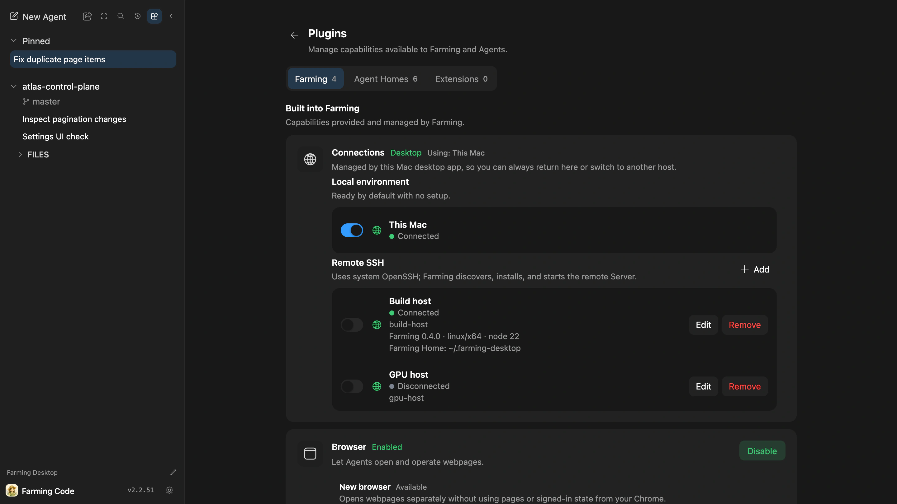 Multiple backend connections in Farming Desktop