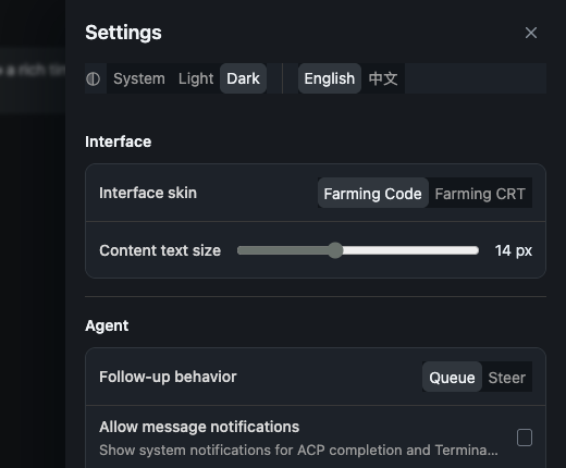 Farming Settings