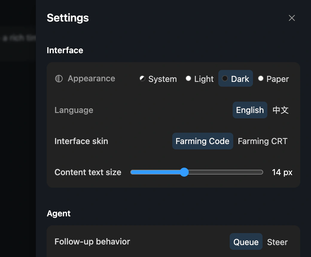 Farming Settings