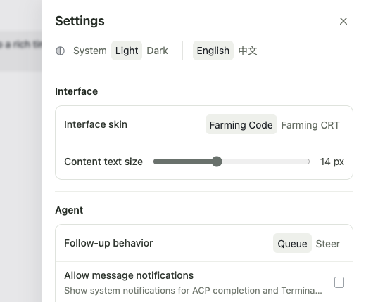 Farming Settings