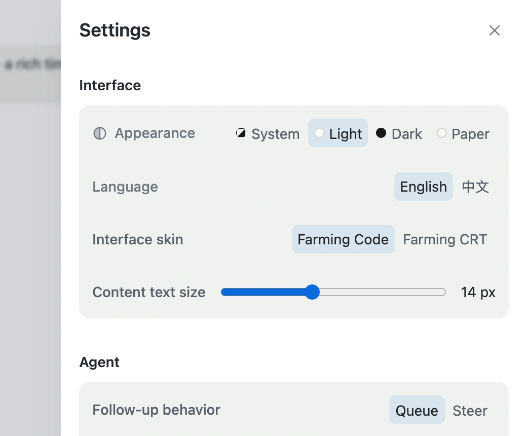 Farming Settings