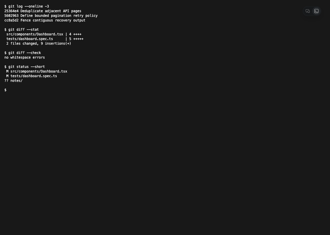 Verify command results in Terminal
