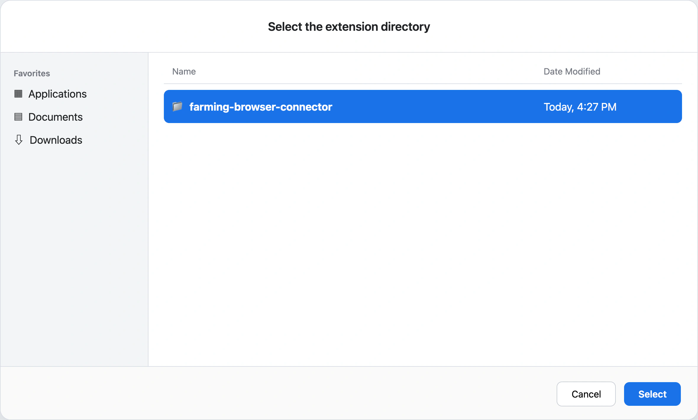 Select farming-browser-connector