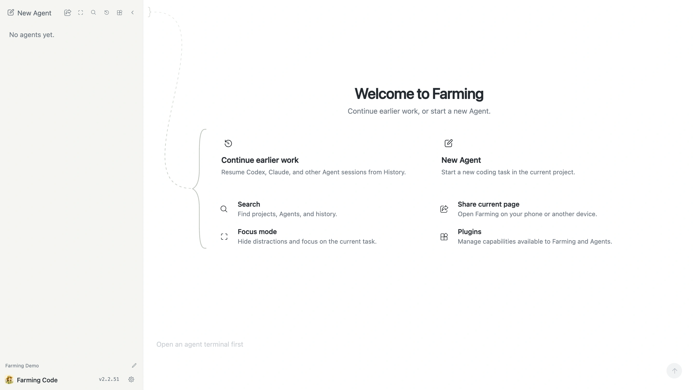 Complete Farming Code welcome screen
